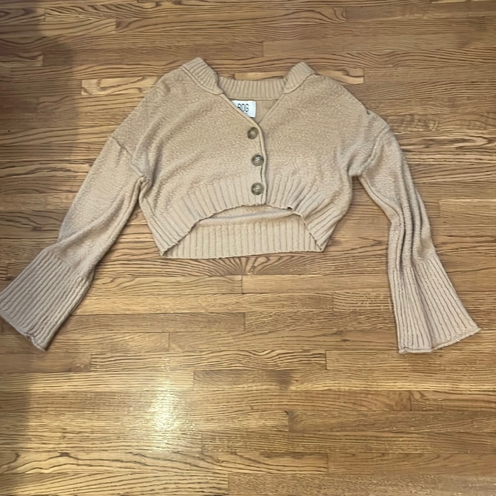 Tan urban outfitters, cropped hippie sweater